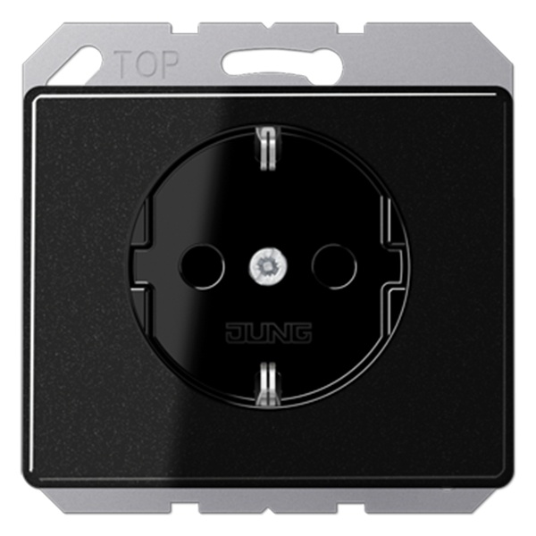 Розетка Jung SL с заземлением винтовой зажим Черный