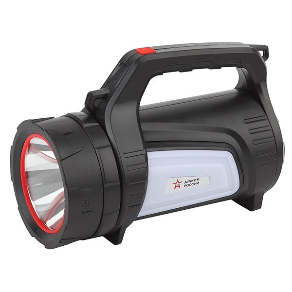 Фонарь прожектор Армия России PA-702 Шмель 10W, боковой свет, красный маяк, USB, PowerBank, Li-Ion