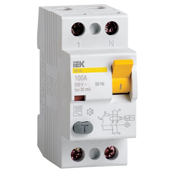 УЗО ИЭК ВД1-63 2Р 80А 30мА тип AC (ВДТ)