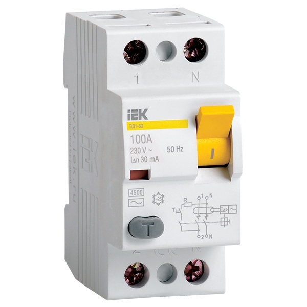 УЗО ИЭК ВД1-63 2Р 16А 10мА тип А (ВДТ)
