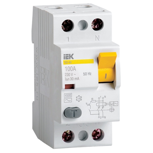 УЗО ИЭК ВД1-63 2Р 25А 10мА тип А (ВДТ)