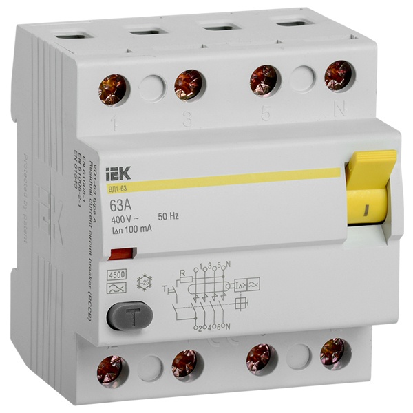 УЗО ИЭК ВД1-63 4Р 63А 100мА тип А (ВДТ)
