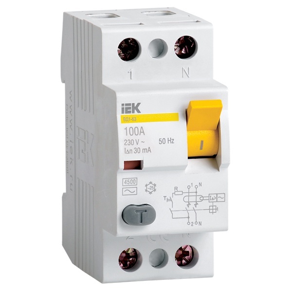 УЗО ИЭК ВД1-63S 2Р 25А 100мА тип AC селективное (ВДТ)