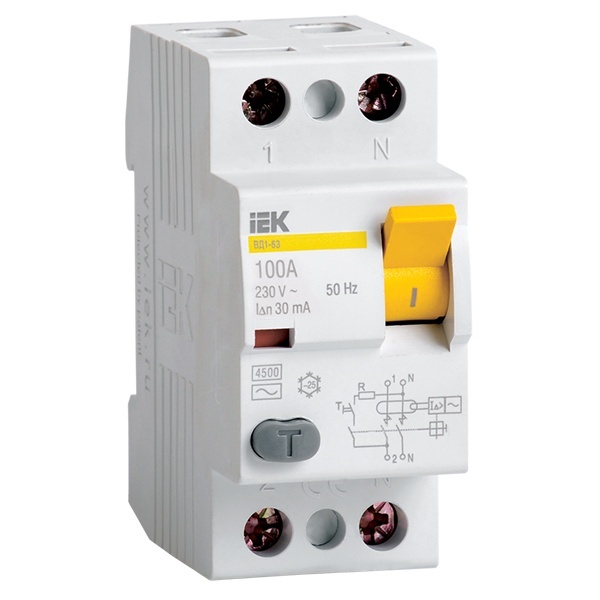 УЗО ИЭК ВД1-63S 2Р 40А 100мА тип AC селективное (ВДТ)