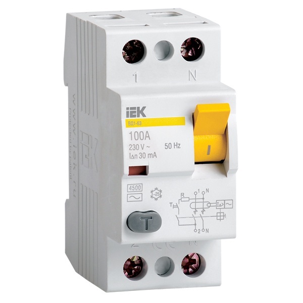 УЗО ИЭК ВД1-63S 2Р 50А 300мА тип AC селективное (ВДТ)