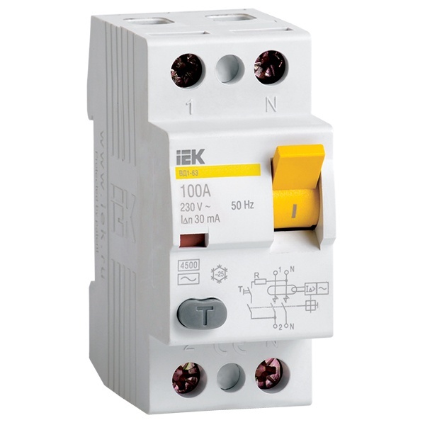 УЗО ИЭК ВД1-63S 2Р 80А 300мА тип AC селективное (ВДТ)