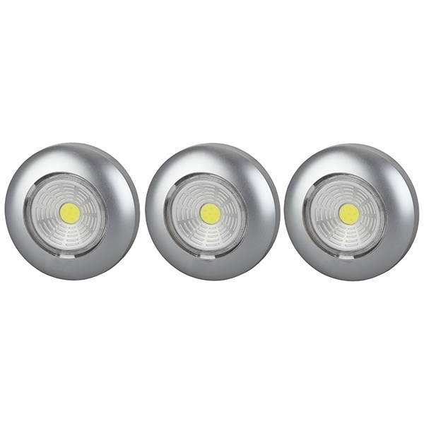 Фонарь ЭРА пушлайт SB-504 NEW Аврора COB, батареи 3xAAA, серебристый