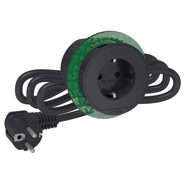 Настольный встраиваемый блок SE 1х (2К+З) (розетка-удлинитель) Unica System антрацит