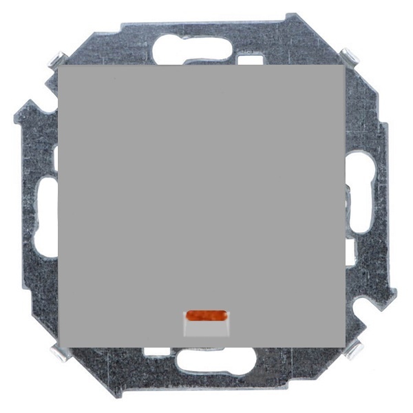 Выключатель одноклавишный кнопочный с подсветкой Simon 15, 16А 250В, винтовой зажим, алюминий