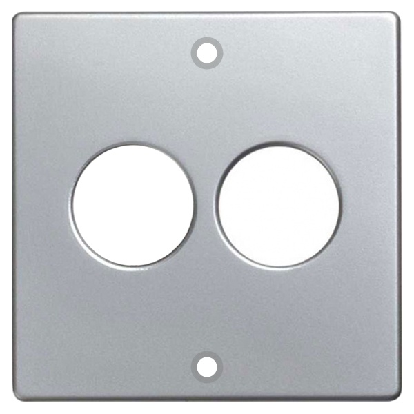 Накладка Simon 82 на аудиорозетку для подключения двух аудиоколонок, алюминий