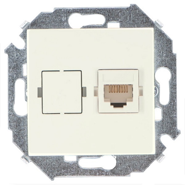 Розетка компьютерная Simon 15 RJ45 кат.6a Systimax, слоновая кость (бежевый)