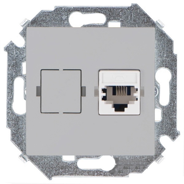 Розетка компьютерная Simon 15 RJ45 кат.6a Systimax, алюминий