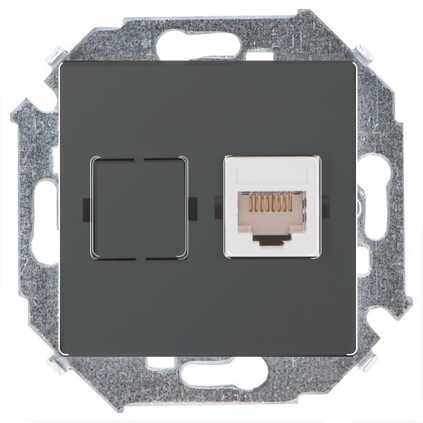 Розетка компьютерная Simon 15 RJ45 кат.6a Systimax, графит