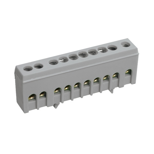 Шина ИЭК L (фаза) 10х10мм2 изолированная на DIN-рейку ШНИ-6х9-10-К-Ср