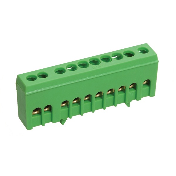 Шина ИЭК PE (земля) 10х10мм2 изолированная на DIN-рейку ШНИ-6х9-10-К-З