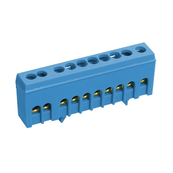 Шина ИЭК N (ноль) 10х10мм2 изолированная на DIN-рейку ШНИ-6х9-10-К-С