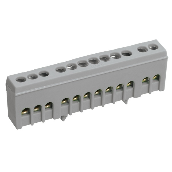 Шина ИЭК L (фаза) 12х10мм2 изолированная на DIN-рейку ШНИ-6х9-12-К-Ср