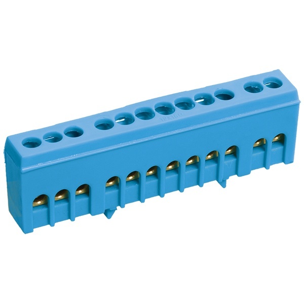 Шина ИЭК N (ноль) 12х10мм2 изолированная на DIN-рейку ШНИ-6х9-12-К-С