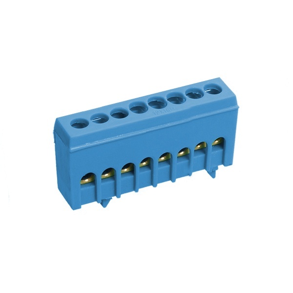 Шина ИЭК N (ноль) 8х10мм2 изолированная на DIN-рейку ШНИ-6х9-8-К-С