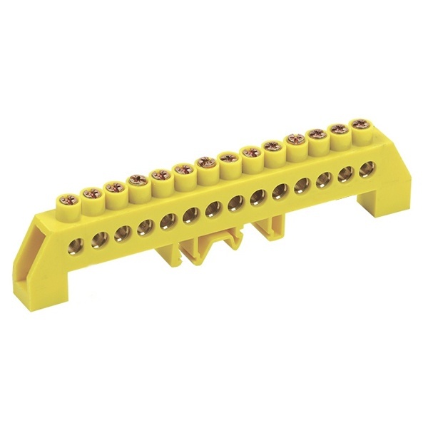 Шина ИЭК PE (земля) 14х16мм2 изолированная на винты и DIN-рейку тип Стойка ШНИ-8х12-14-КС-Ж