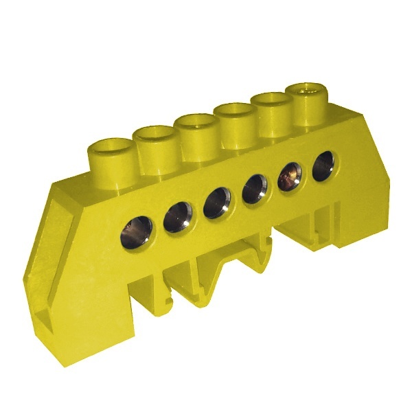 Шина ИЭК PE (земля) 6х16мм2 изолированная на винты и DIN-рейку тип Стойка ШНИ-8х12-6-КС-Ж