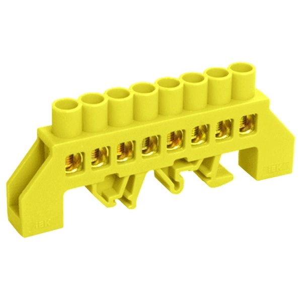 Шина ИЭК PE (земля) 8х16мм2 изолированная на винты и DIN-рейку Стойка ШНИ-8х12-8-КС-Ж