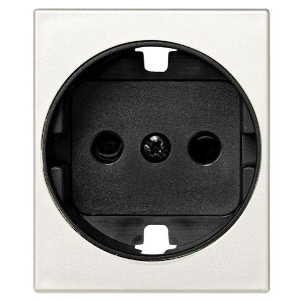 Накладка с защитными шторками Simon 82C на розетку с заземлением широкий модуль, белый