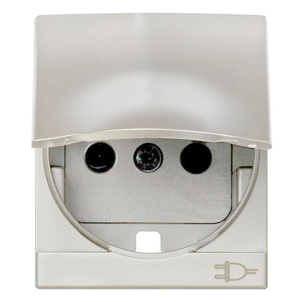 Накладка с защитными шторками Simon 82C и крышкой на розетку с заземляющим контактом, белый