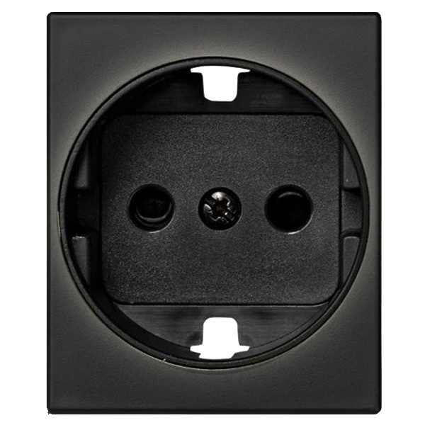 Накладка с защитными шторками Simon 82C на розетку с заземлением широкий модуль, графит