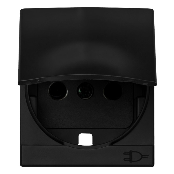 Накладка с защитными шторками Simon 82C и крышкой на розетку с заземляющим контактом, графит