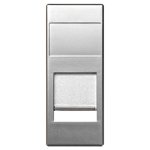 Адаптер Simon 82C со шторками на 1 коннектор AMP (UTP FTP RJ12) узкий модуль, алюминий