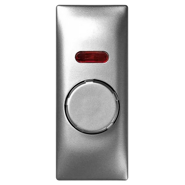 Накладка на светорегулятор Simon 82C поворотно-нажимной с подсветкой узкий модуль, алюминий