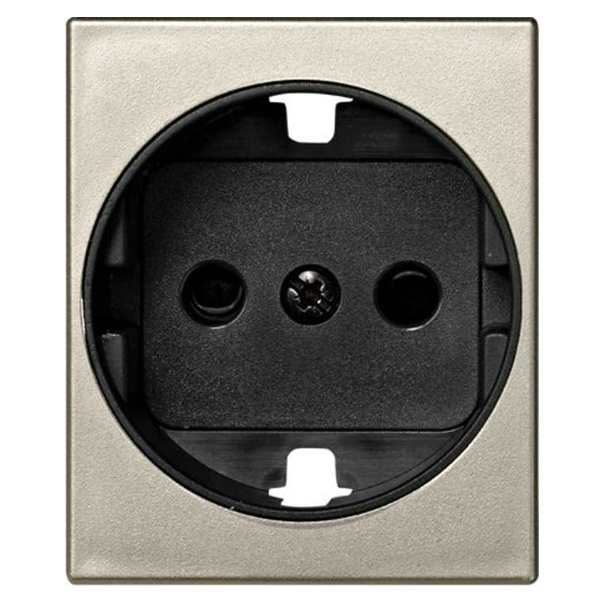 Накладка с защитными шторками Simon 82C на розетку с заземлением широкий модуль, шампань