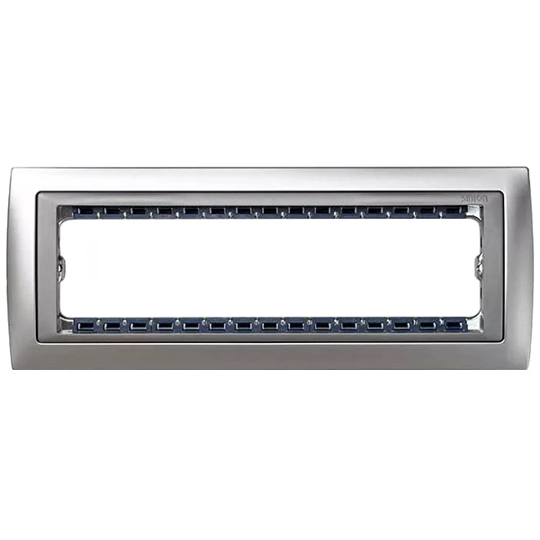 Рамка Simon 82 Centralizations (+суппорт) 8 узких (4 широких) модулей, алюминий-алюминий