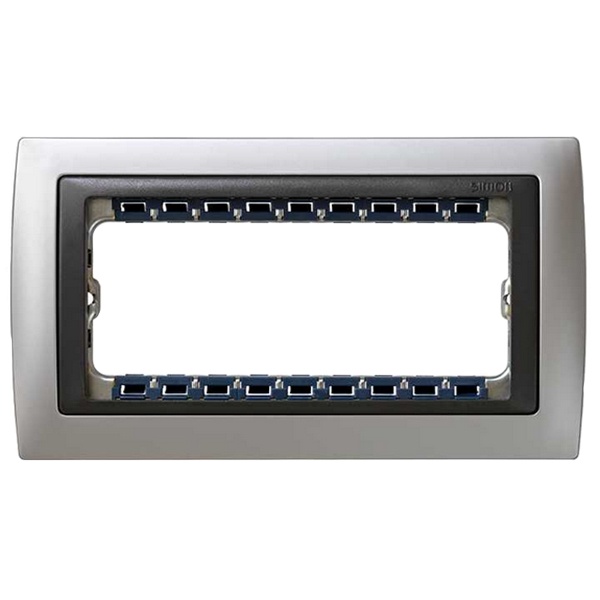 Рамка Simon 82 Centralizations (+суппорт) на 5 узких (2 широких+1 узкий) модулей, алюминий-графит