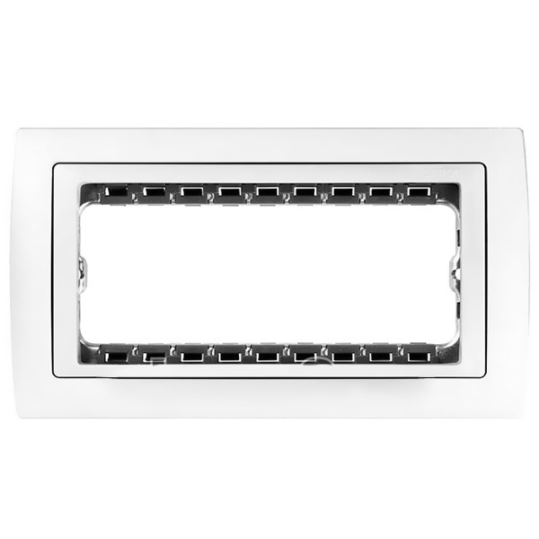 Рамка Simon 82 Centralizations (+суппорт) на 5 узких (2 широких+1 узкий) модулей, белый-белый