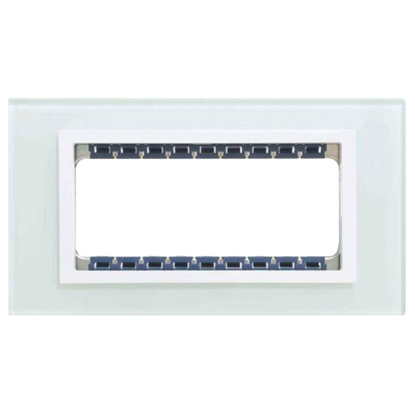 Рамка Simon 82C (+суппорт) на 5 узких (2 широких+1 узкий) модулей Nature Стекло, белый-белый