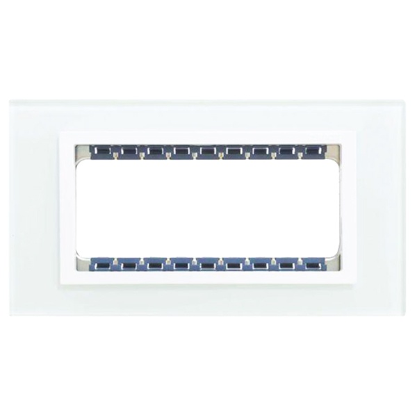 Рамка Simon 82C (+суппорт) на 5 узких (2 широких+1 узкий) модулей Nature Стекло, натуральный-белый