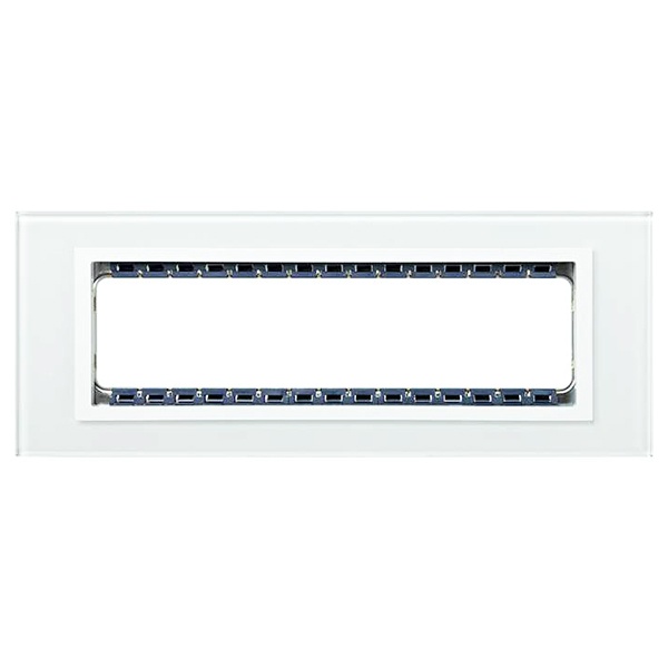 Рамка Simon 82C (+суппорт) 8 узких (4 широких) модулей Nature Стекло, натуральный-белый