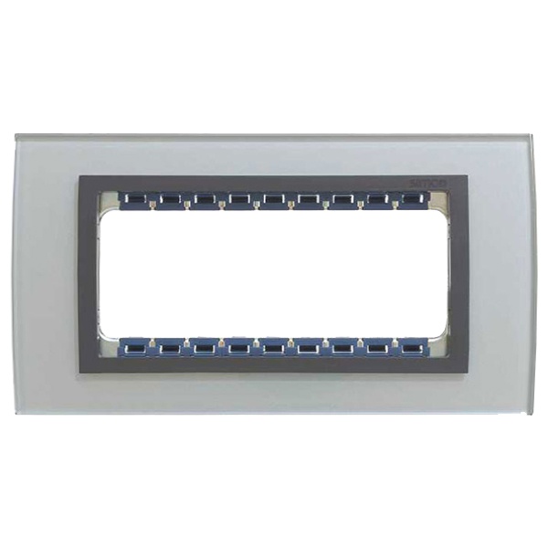 Рамка Simon 82C (+суппорт) на 5 узких (2 широких+1 узкий) модулей Nature Стекло, серый-графит