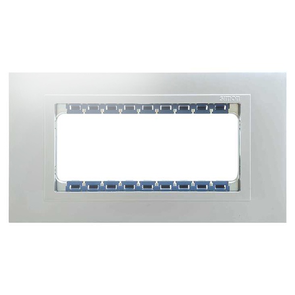 Рамка Simon 82C (+суппорт) на 5 узких (2 широких+1 узкий) модулей Nature Металл, алюминий-алюминий