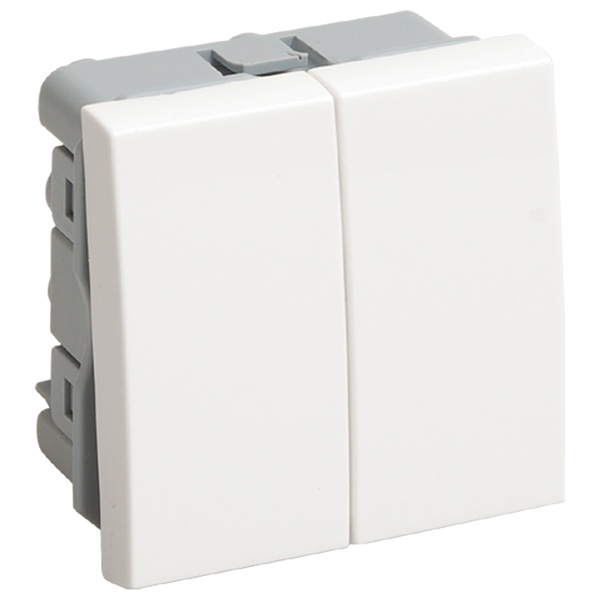 Переключатель двухклавишный ИЭК Праймер 10А 2 модуля белый