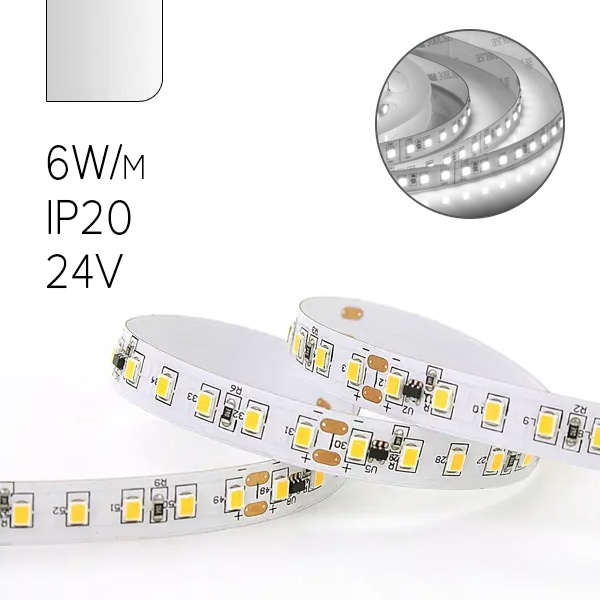 Лента JazzWay PLS PRO 2835/ 6W/m 60-24V 4000K IP20 -5m