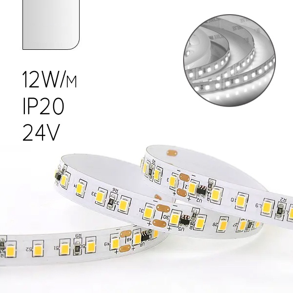 Лента JazzWay PLS PRO 2835/ 12W/m 120-24V - 4000K IP20 5m