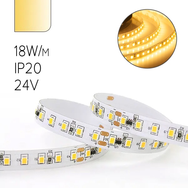 Лента JazzWay PLS PRO 2835/ 18W/m 168-24V - 3000K IP20 5m