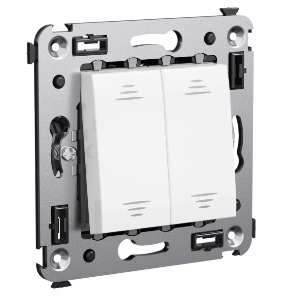 Выключатель двухклавишный в стену DKC Avanti, белое облако