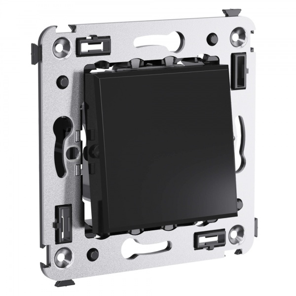 Переключатель одноклавишный в стену DKC Avanti, черный квадрат