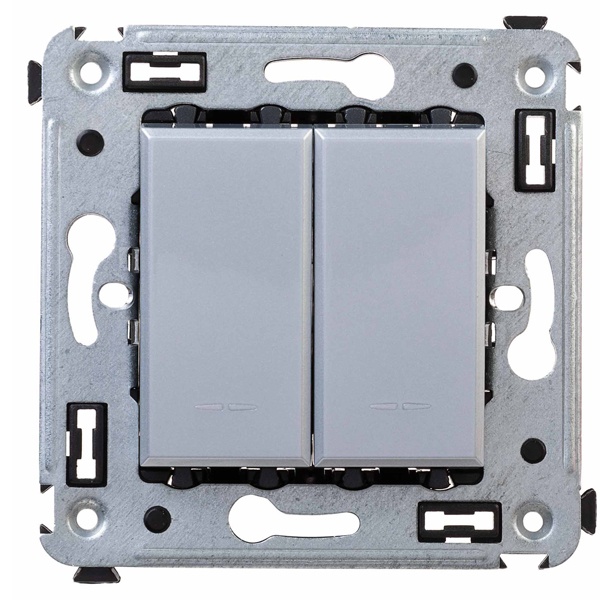 Переключатель двухклавишный в стену DKC Avanti, закаленная сталь