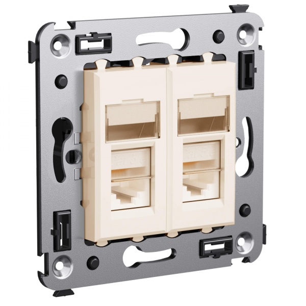 Телефонная розетка RJ-12 DKC Avanti в стену двойная ванильная дымка