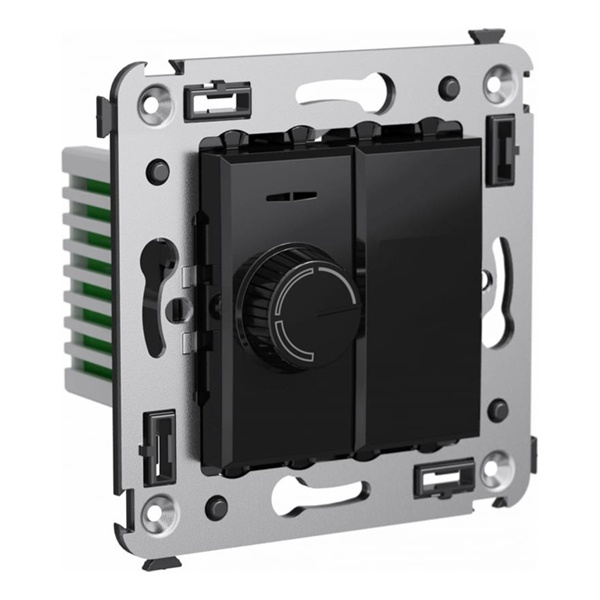 Диммер поворотный в стену DKC Avanti 60-800Вт, черный квадрат